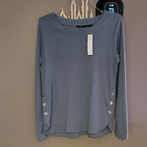 Gray Long Sleeve Buttoned Blouse